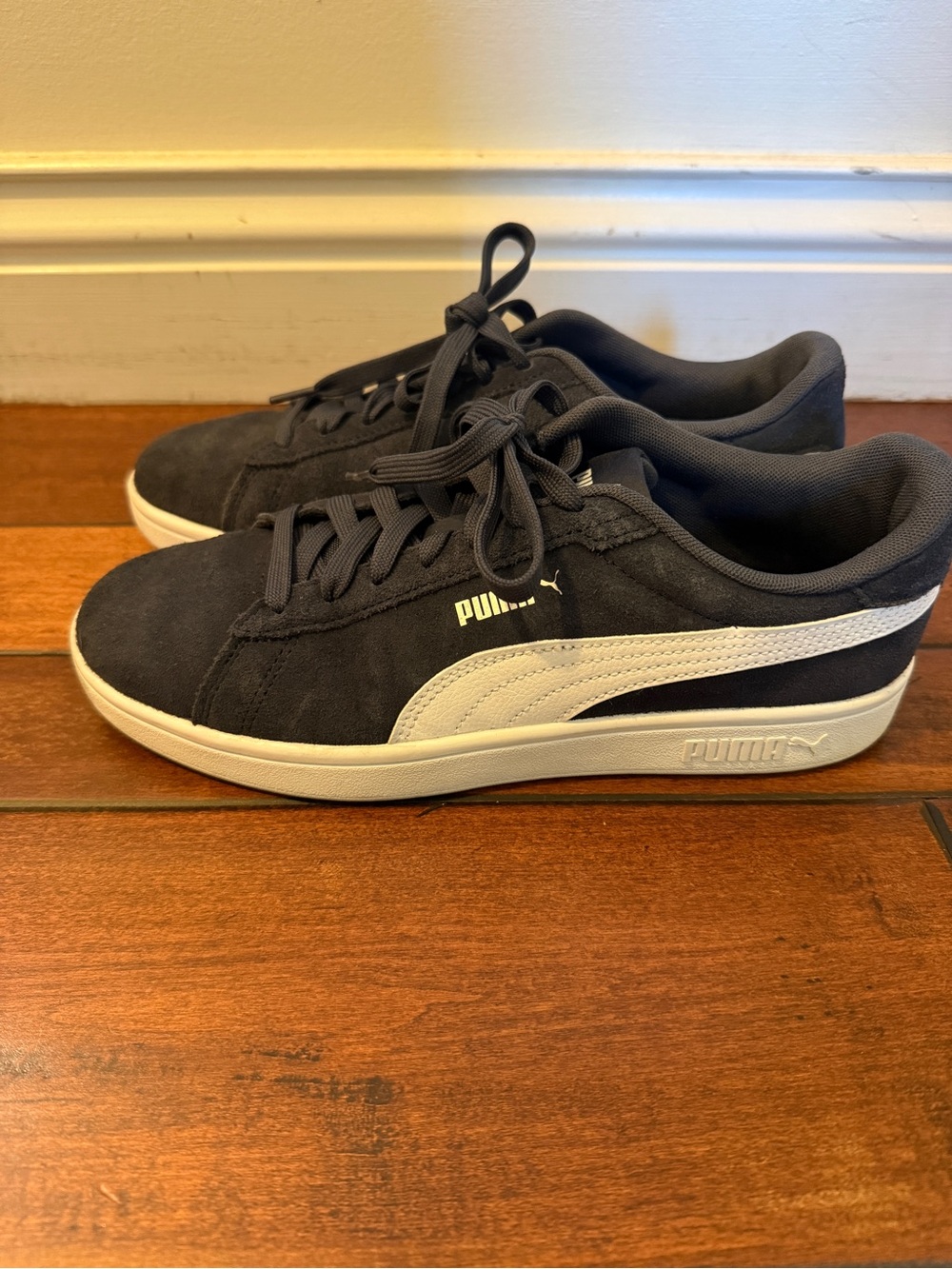 Puma Navy Suede Sneakers with White Formstrip